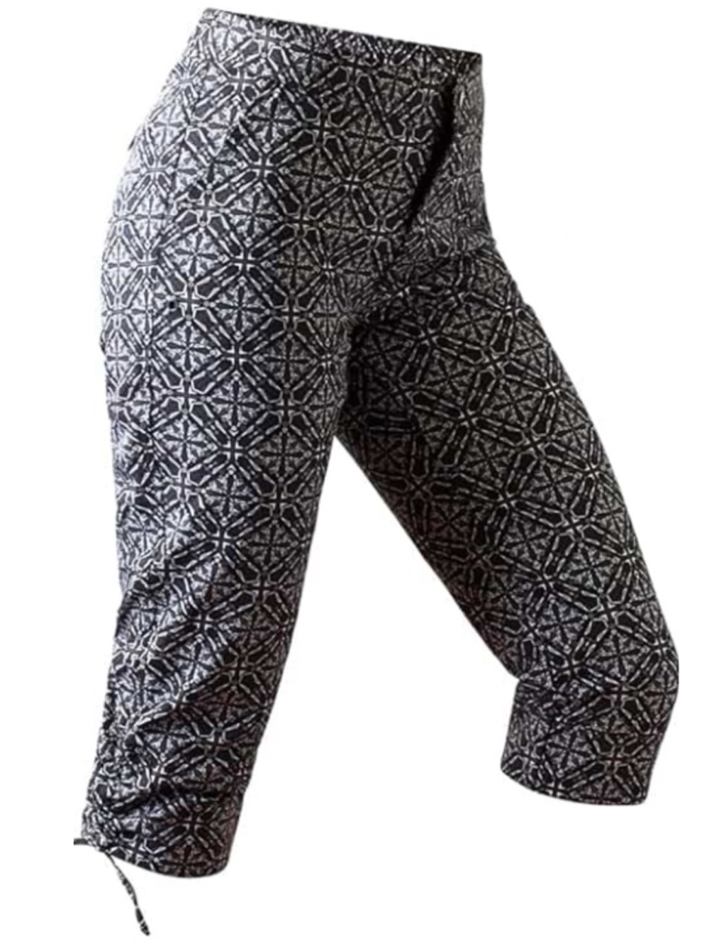 UV Skinz Women’s Size L Black& White Print UPF 50+ Beach Capris Pant Swim Beach